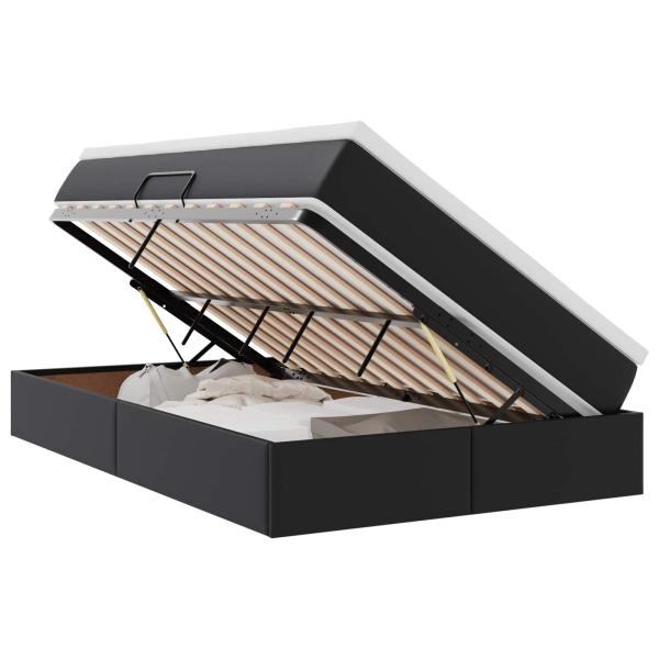 Aufbewahrungsbett mit Matratze Schwarz 120 x 200 cm Kunstleder