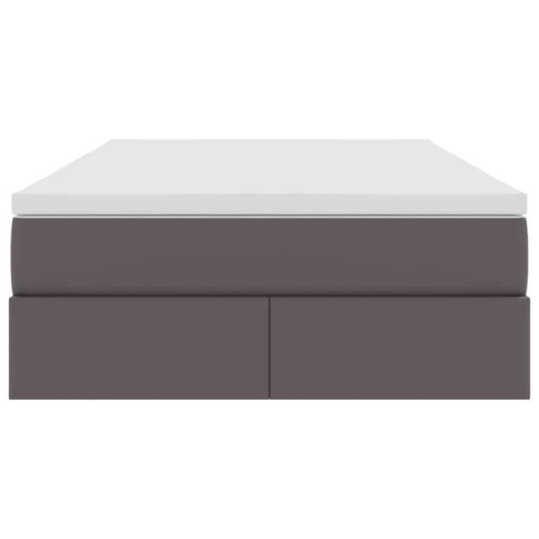 Aufbewahrungsbett mit Matratze Grau 120 x 200 cm Kunstleder