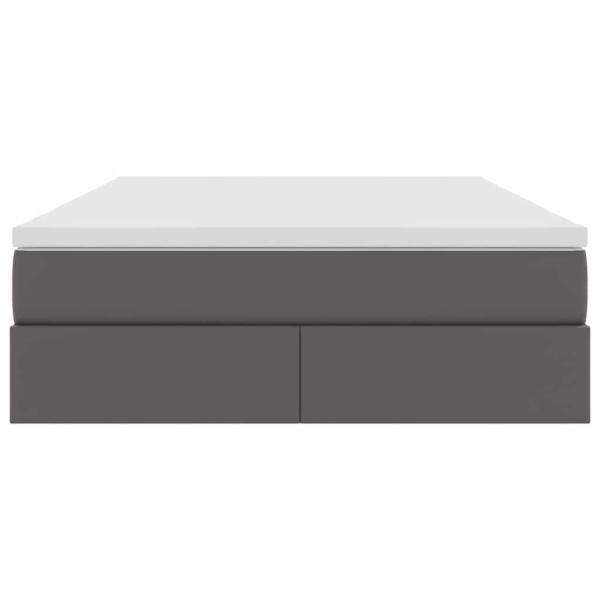Aufbewahrungsbett mit Matratze Grau 140 x 190 cm Kunstleder