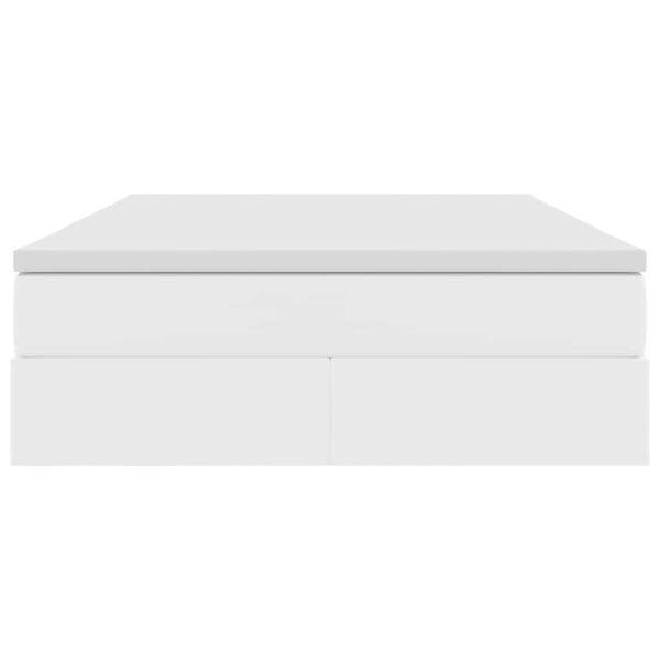 Aufbewahrungsbett mit Matratze Weiß 140 x 200 cm Kunstleder