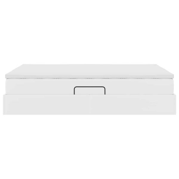 Aufbewahrungsbett mit Matratze Weiß 140 x 200 cm Kunstleder