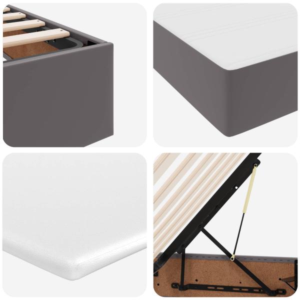 Aufbewahrungsbett mit Matratze Grau 140 x 200 cm Kunstleder