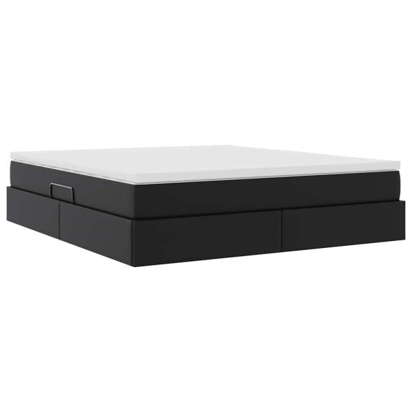 Aufbewahrungsbett mit Matratze Schwarz 180 x 200 cm Kunstleder