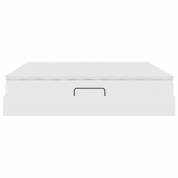 Aufbewahrungsbett mit Matratze Weiß 200 x 200 cm Kunstleder