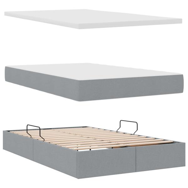 ARDEBO.de - Aufbewahrungsbett mit Matratze Hellgrau 120 x 190 cm Polyester