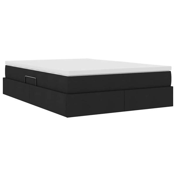 Aufbewahrungsbett mit Matratze Schwarz 140 x 200 cm Polyester
