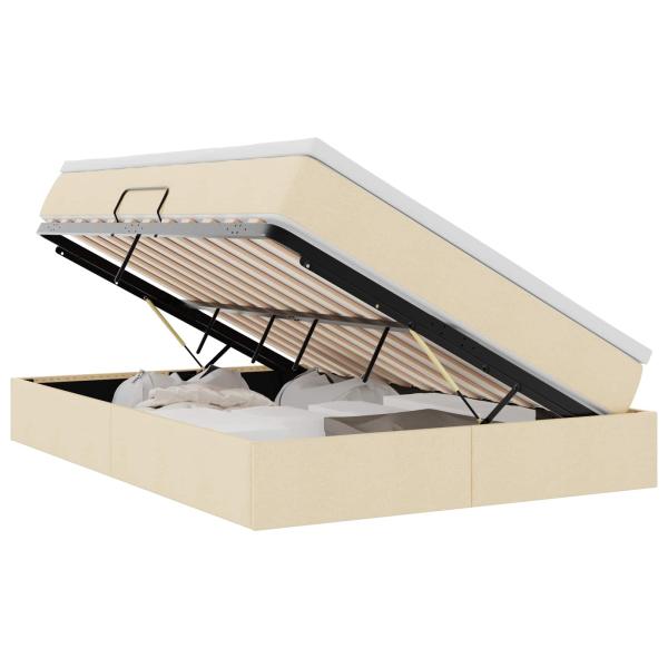 Aufbewahrungsbett mit Matratze Creme 140 x 200 cm Polyester