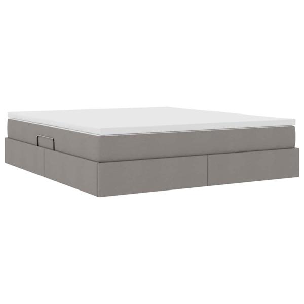 Aufbewahrungsbett mit Matratze Taupe 160 x 200 cm Polyester