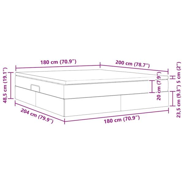 Aufbewahrungsbett mit Matratze Hellgrau 180 x 200 cm Polyester