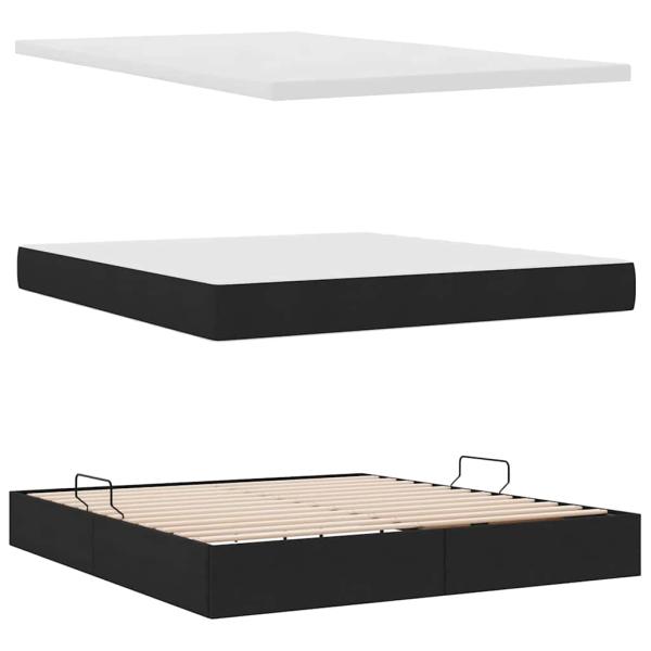 ARDEBO.de - Aufbewahrungsbett mit Matratze Schwarz 180 x 200 cm Polyester