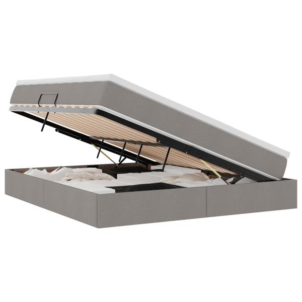 Aufbewahrungsbett mit Matratze Taupe 180 x 200 cm Polyester
