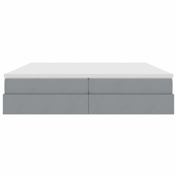 Aufbewahrungsbett mit Matratze Hellgrau 200 x 200 cm Polyester