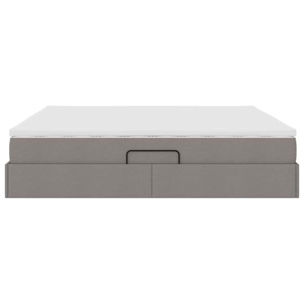 Aufbewahrungsbett mit Matratze Taupe 200 x 200 cm Polyester