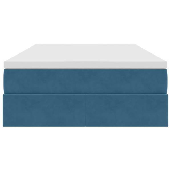 Aufbewahrungsbett mit Matratze Blau 120 x 190 cm Samt