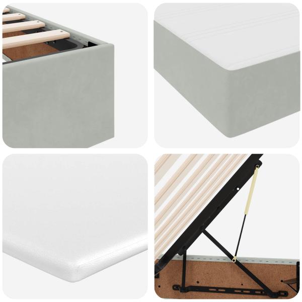 Aufbewahrungsbett mit Matratze Hellgrau 120 x 200 cm Samt