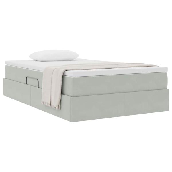 Aufbewahrungsbett mit Matratze Hellgrau 120 x 200 cm Samt