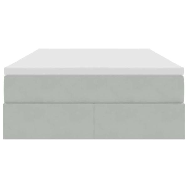 Aufbewahrungsbett mit Matratze Hellgrau 120 x 200 cm Samt