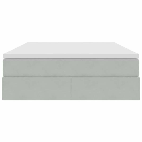 Aufbewahrungsbett mit Matratze Hellgrau 140 x 190 cm Samt