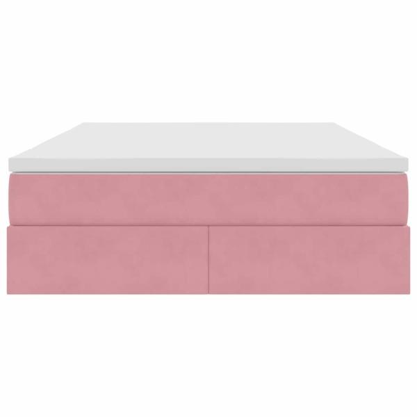 Aufbewahrungsbett mit Matratze Rosa 140 x 190 cm Samt