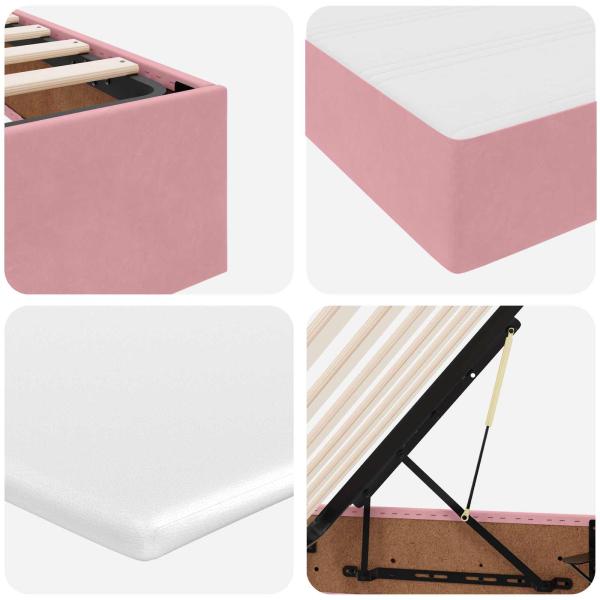 ARDEBO.de - Aufbewahrungsbett mit Matratze Rosa 140 x 200 cm Samt