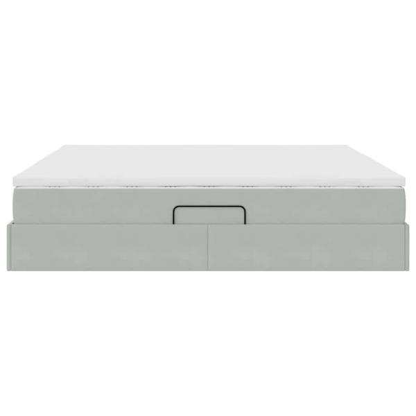 ARDEBO.de - Aufbewahrungsbett mit Matratze Hellgrau 200 x 200 cm Samt