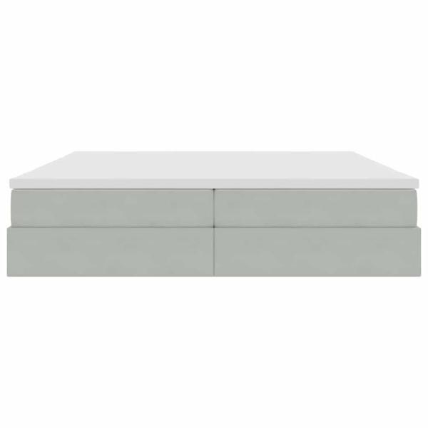 Aufbewahrungsbett mit Matratze Hellgrau 200 x 200 cm Samt