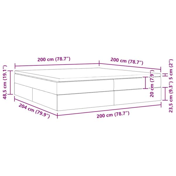Aufbewahrungsbett mit Matratze Hellgrau 200 x 200 cm Samt