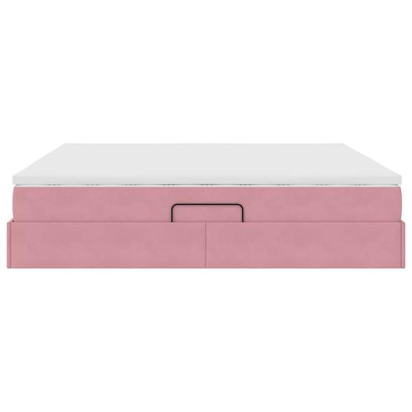Aufbewahrungsbett mit Matratze Rosa 200 x 200 cm Samt