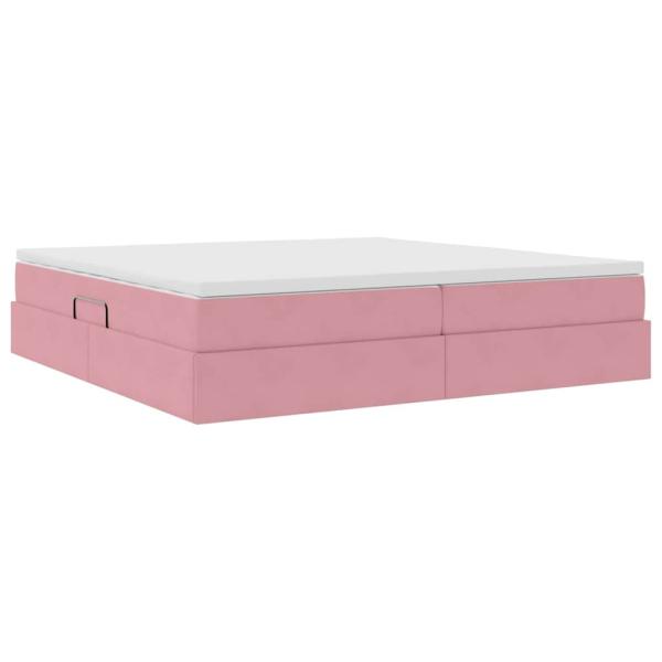 Aufbewahrungsbett mit Matratze Rosa 200 x 200 cm Samt