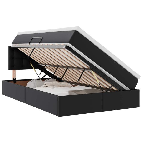 Aufbewahrungsbett mit Matratze Schwarz 120 x 190 cm Kunstleder