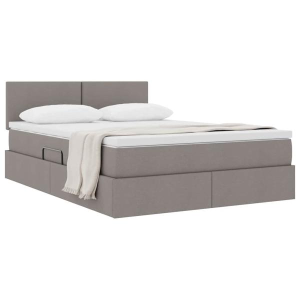 Aufbewahrungsbett mit Matratze Taupe 140 x 200 cm Holzwerkstoff