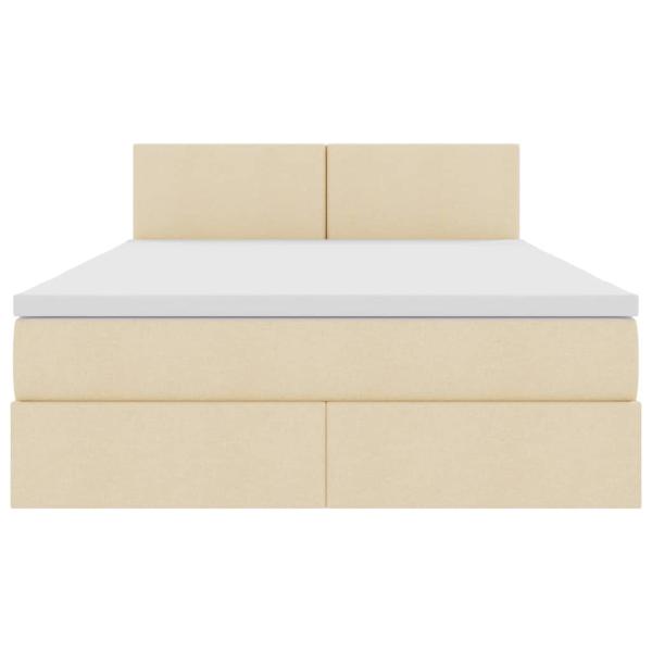 Aufbewahrungsbett mit Matratze Creme 140 x 200 cm Holzwerkstoff