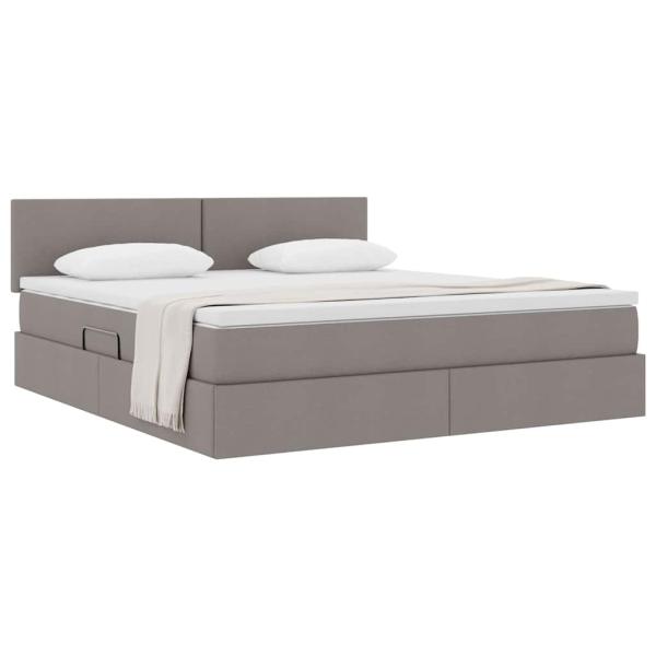 ARDEBO.de - Aufbewahrungsbett mit Matratze Taupe 180 x 200 cm Holzwerkstoff