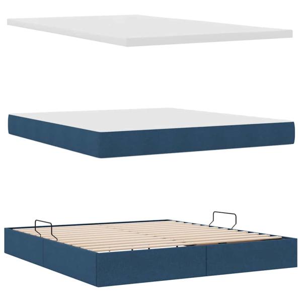 Aufbewahrungsbett mit Matratze Blau 180 x 200 cm Holzwerkstoff