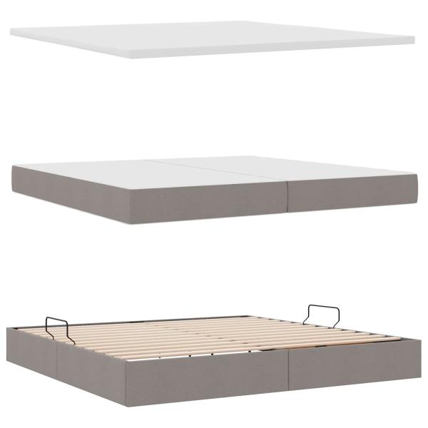 Aufbewahrungsbett mit Matratze Taupe 200 x 200 cm Holzwerkstoff