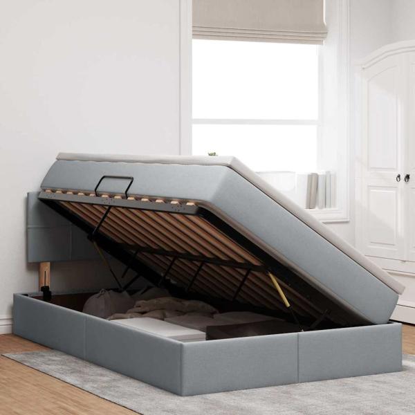 Aufbewahrungsbett mit Matratze Hellgrau 120 x 200 cm