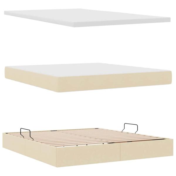 Aufbewahrungsbett mit Matratze Creme 160 x 200 cm Holzwerkstoff