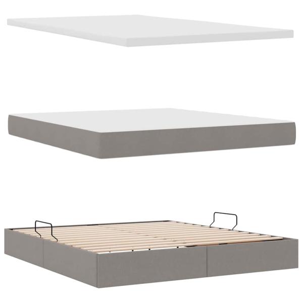 Aufbewahrungsbett mit Matratze Taupe 180 x 200 cm Holzwerkstoff