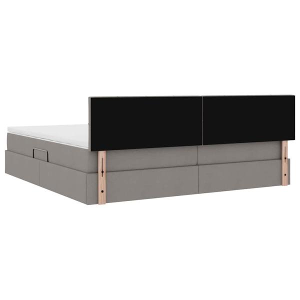 Aufbewahrungsbett mit Matratze Taupe 200 x 200 cm Holzwerkstoff