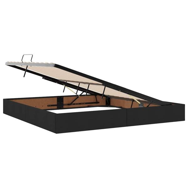 Aufbewahrungsbett mit Matratze Schwarz 200 x 200 cm