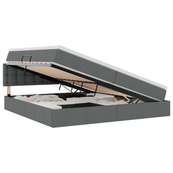 Aufbewahrungsbett mit Matratze Dunkelgrau 200 x 200 cm
