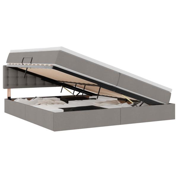 Aufbewahrungsbett mit Matratze Taupe 200 x 200 cm Holzwerkstoff