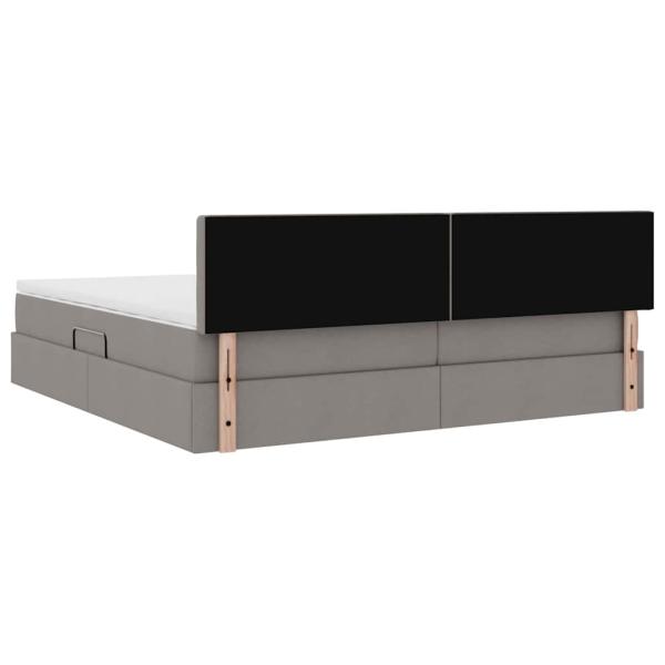 Aufbewahrungsbett mit Matratze Taupe 200 x 200 cm Holzwerkstoff