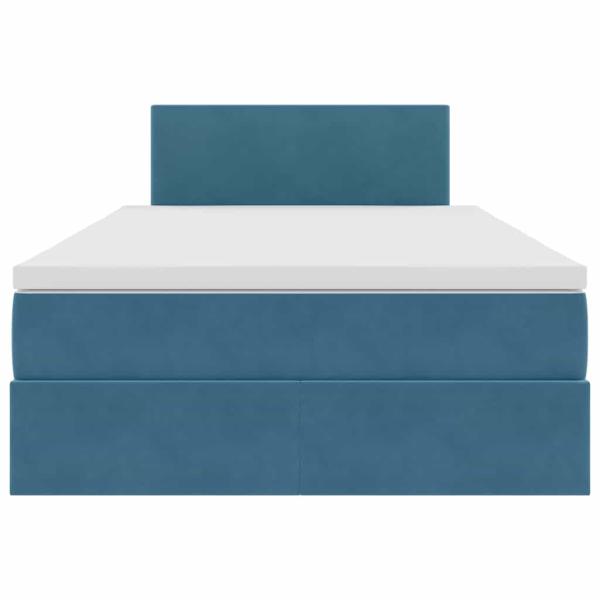 Aufbewahrungsbett mit Matratze Blau 120 x 190 cm Samt