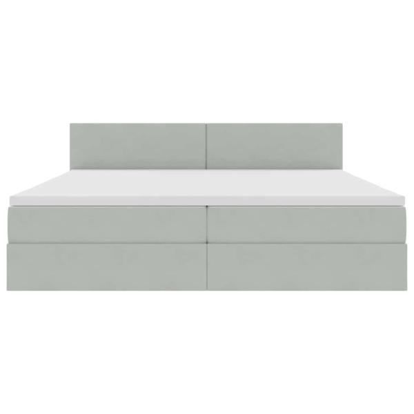 Aufbewahrungsbett mit Matratze Hellgrau 200 x 200 cm Samt