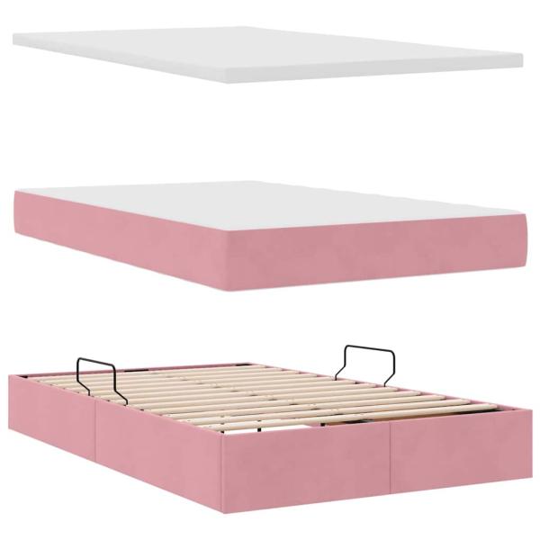 Aufbewahrungsbett mit Matratze Rosa 120 x 190 cm Samt