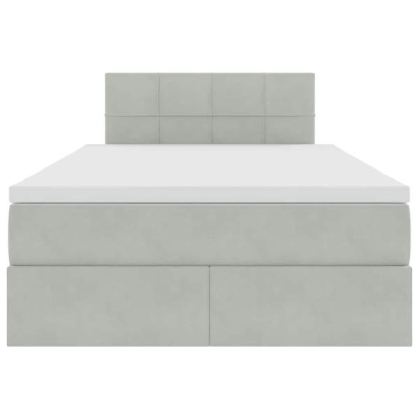 Aufbewahrungsbett mit Matratze Hellgrau 120 x 200 cm Samt