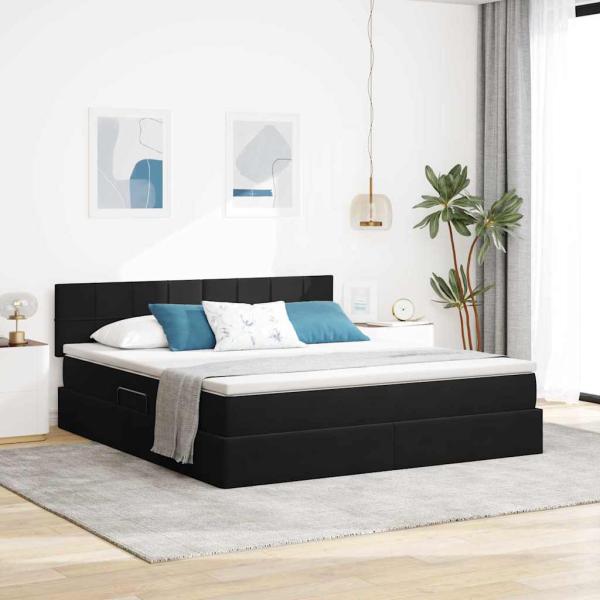 ARDEBO.de - Aufbewahrungsbett mit Kopfteil Schwarz 180 x 200 cm Samt