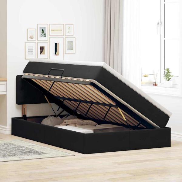ARDEBO.de - Aufbewahrungsbett mit Matratze Schwarz 120 x 200 cm Samt
