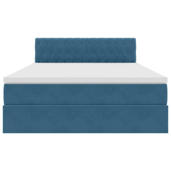 Aufbewahrungsbett mit Matratze Dunkelblau 140 x 200 cm Samt